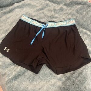 Under Armour Women's Black Shorts with Light Blue Trim